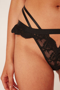 Wolf & Whistle Lisette Black Embroidered Lace Brief