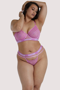Branded Pink Curve Lace Thong