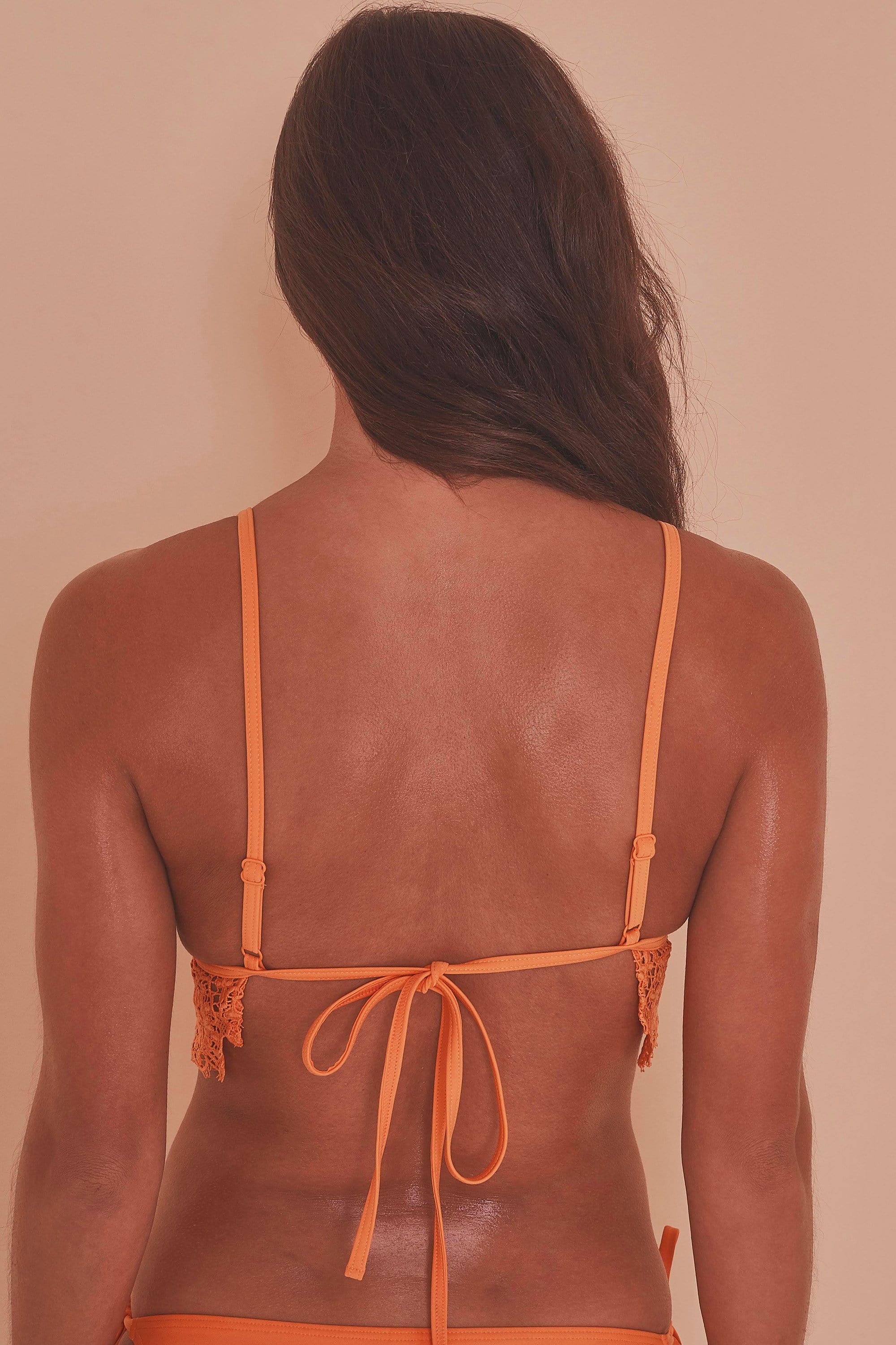 Wolf & Whistle Orange Crochet Lace Triangle Bikini Top