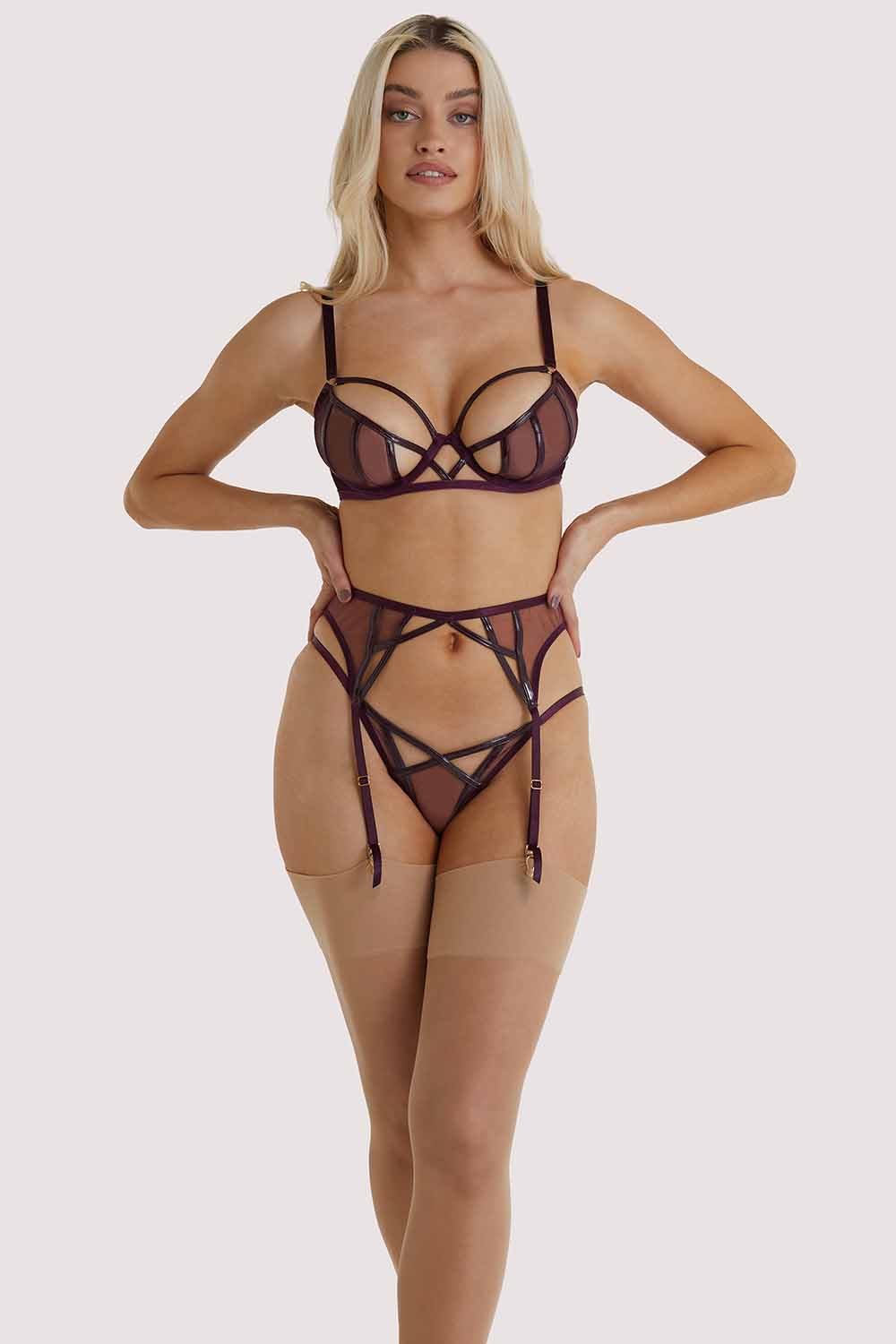 Kelly Wine PVC Cut Out Suspender