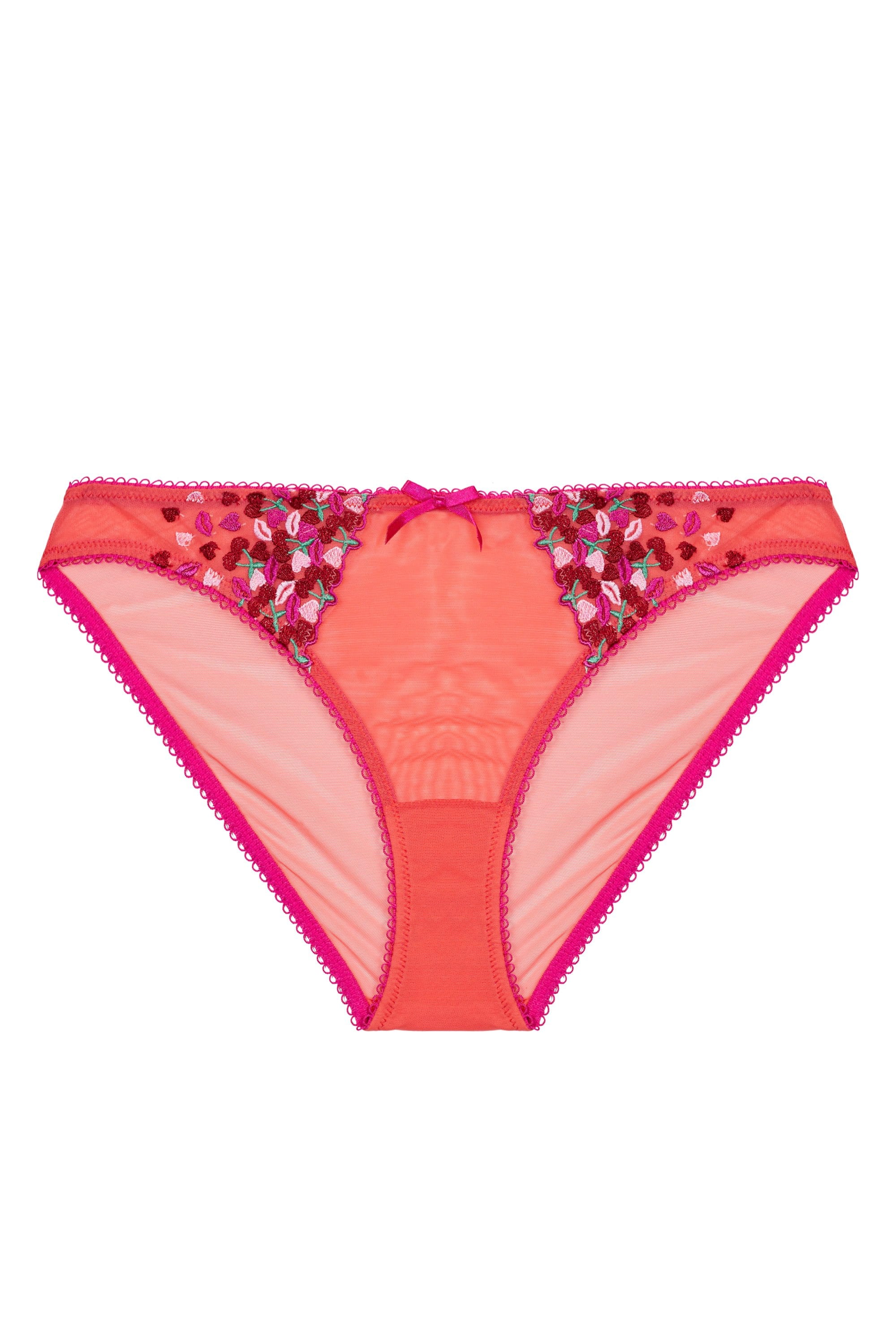 Cherry Embroidery Coral Brief