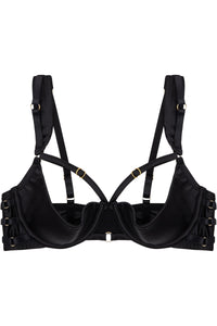 Ava Black Curve Strappy Ring Detail 1/4 cup bra