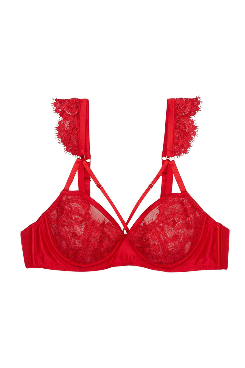 Anneliese Red Satin Net and Lace Bra – Playful Promises USA