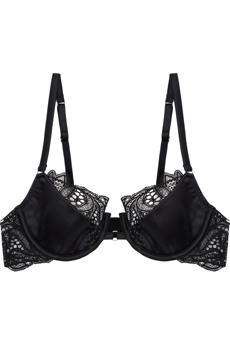 Ida Satin sling & lace bra with ring detail A - D