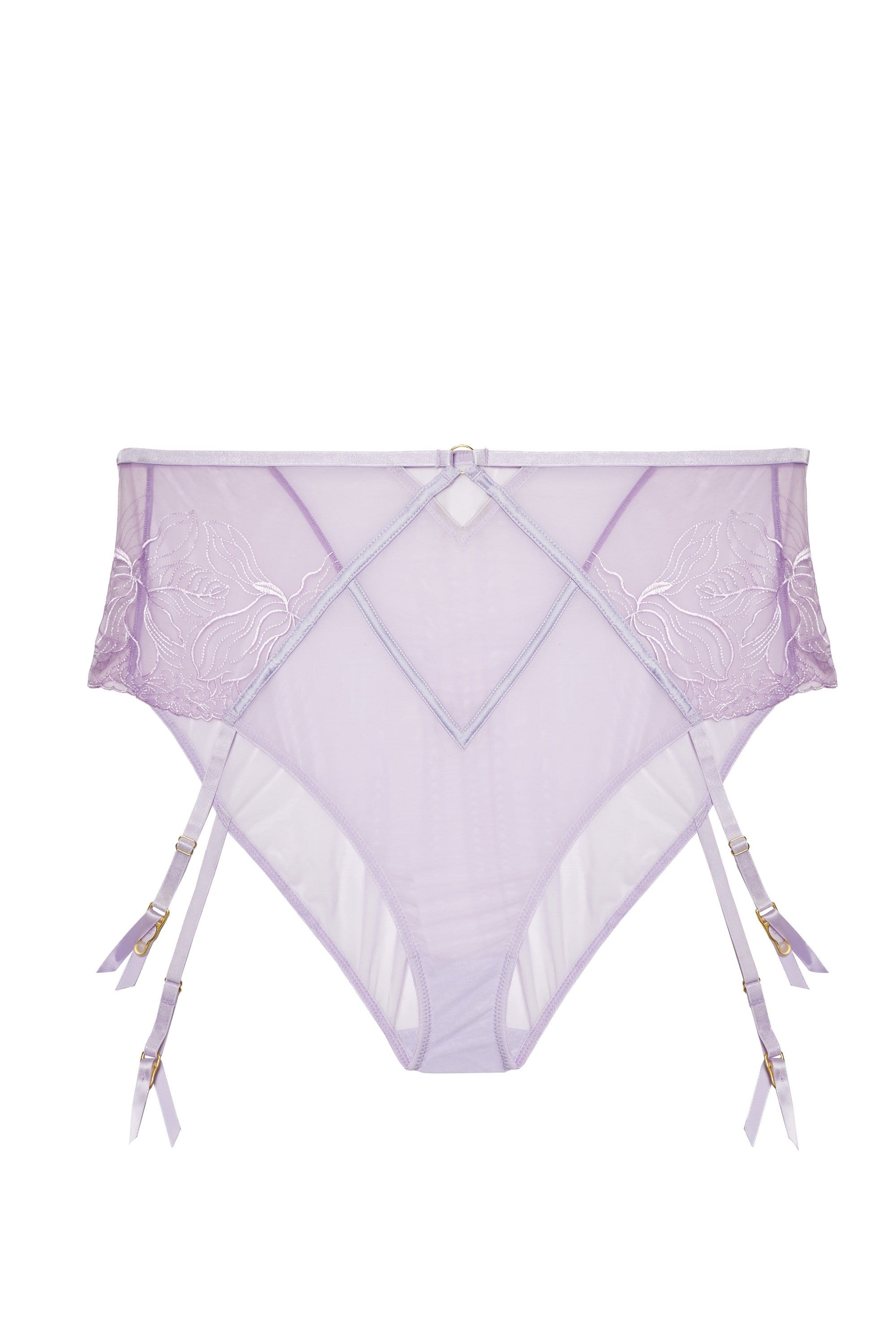 Mila Lilac lace High Waisted Suspender Brief