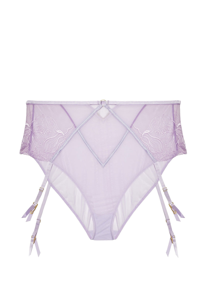 Mila Lilac lace High Waisted Suspender Brief