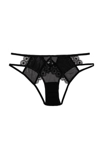 Daisy Black Embroidery Cut Out Brief