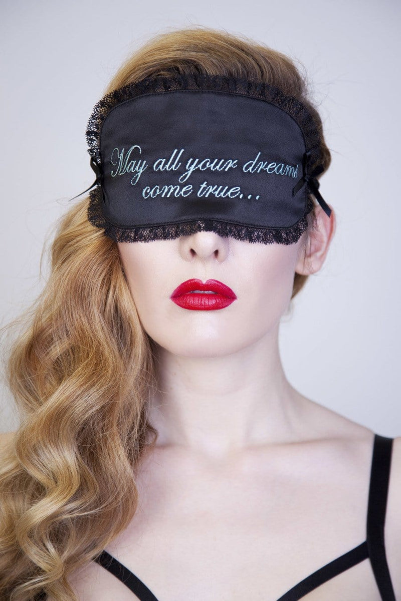 mint embroidery black lace satin eye mask sleep gift blindfold