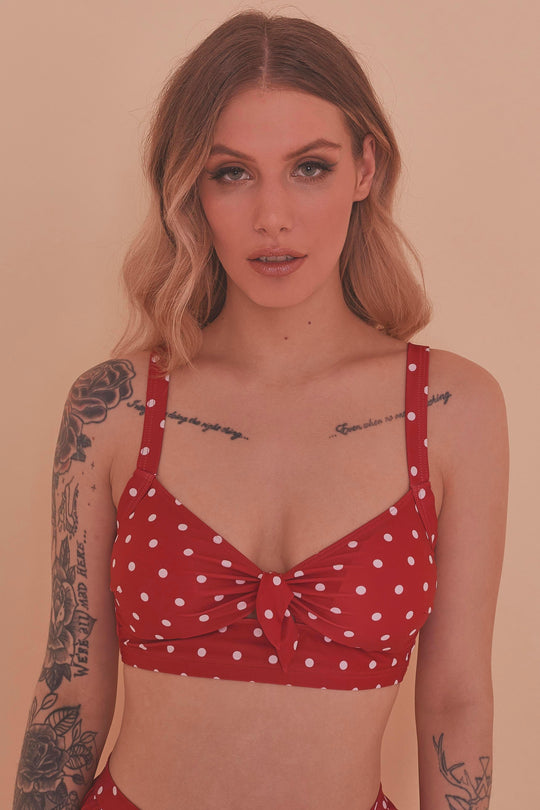 Collectif Polka Dot Knot Bikini Top