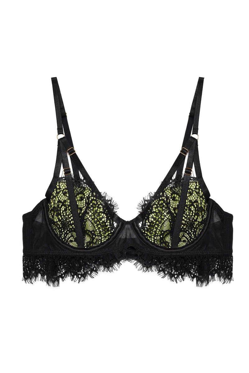 Nora Lime Net and Black Embroidery Bra
