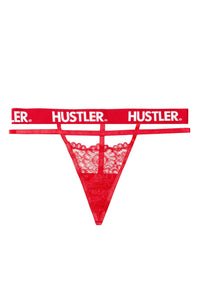 Branded Red Lace Curve Thong