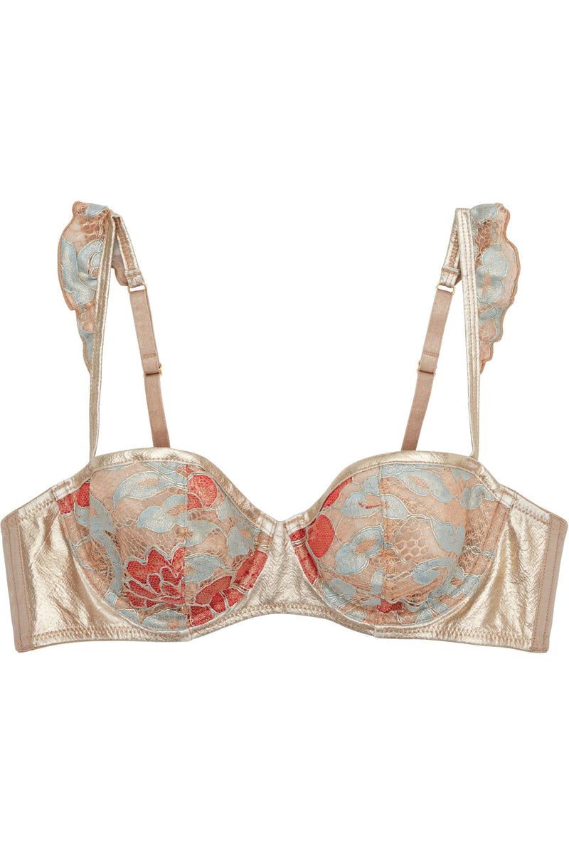 Quinn Gold leatherette and lace bra A - DDD/F