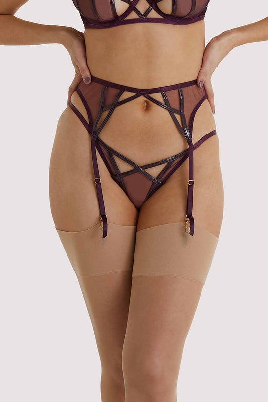 Kelly Wine PVC Cut Out Suspender