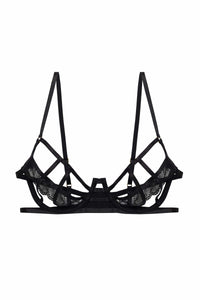 Tilly Black Caged Embroidery Bra