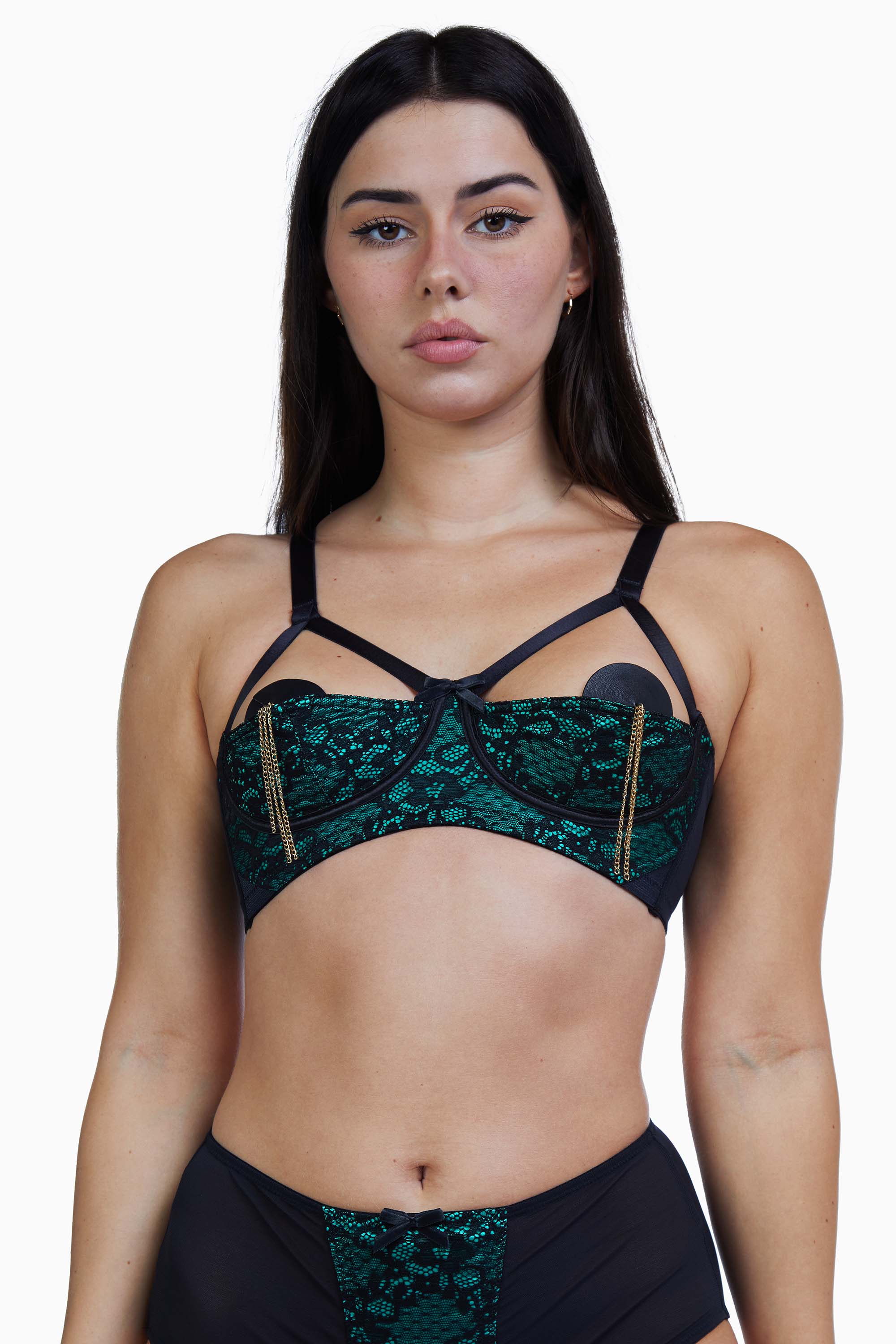 BE CHICK - Emerald Teal lace bra Love BeChick ❤ - BeChick - Lace