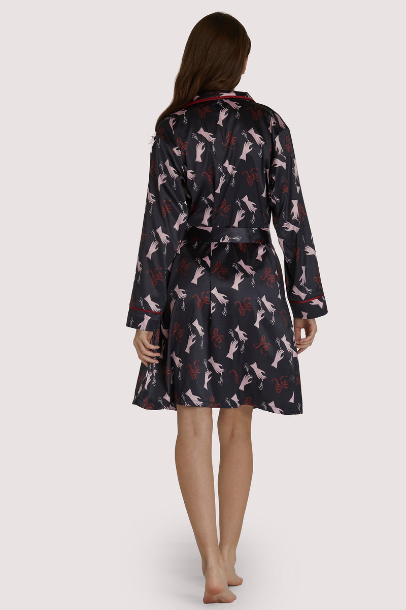 Smoking Printed Robe with Red Piping
