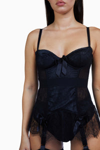 Tempest Black Lace Basque with Bows