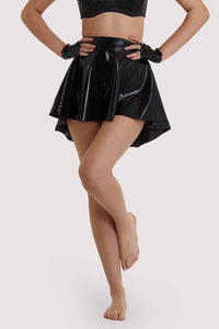Black Latex Flippy Skirt