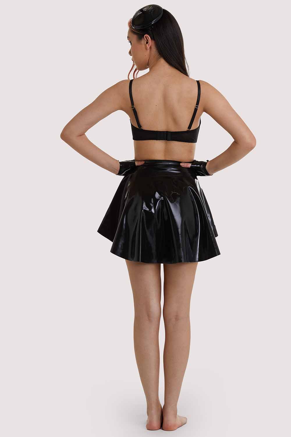 Black Latex Flippy Skirt