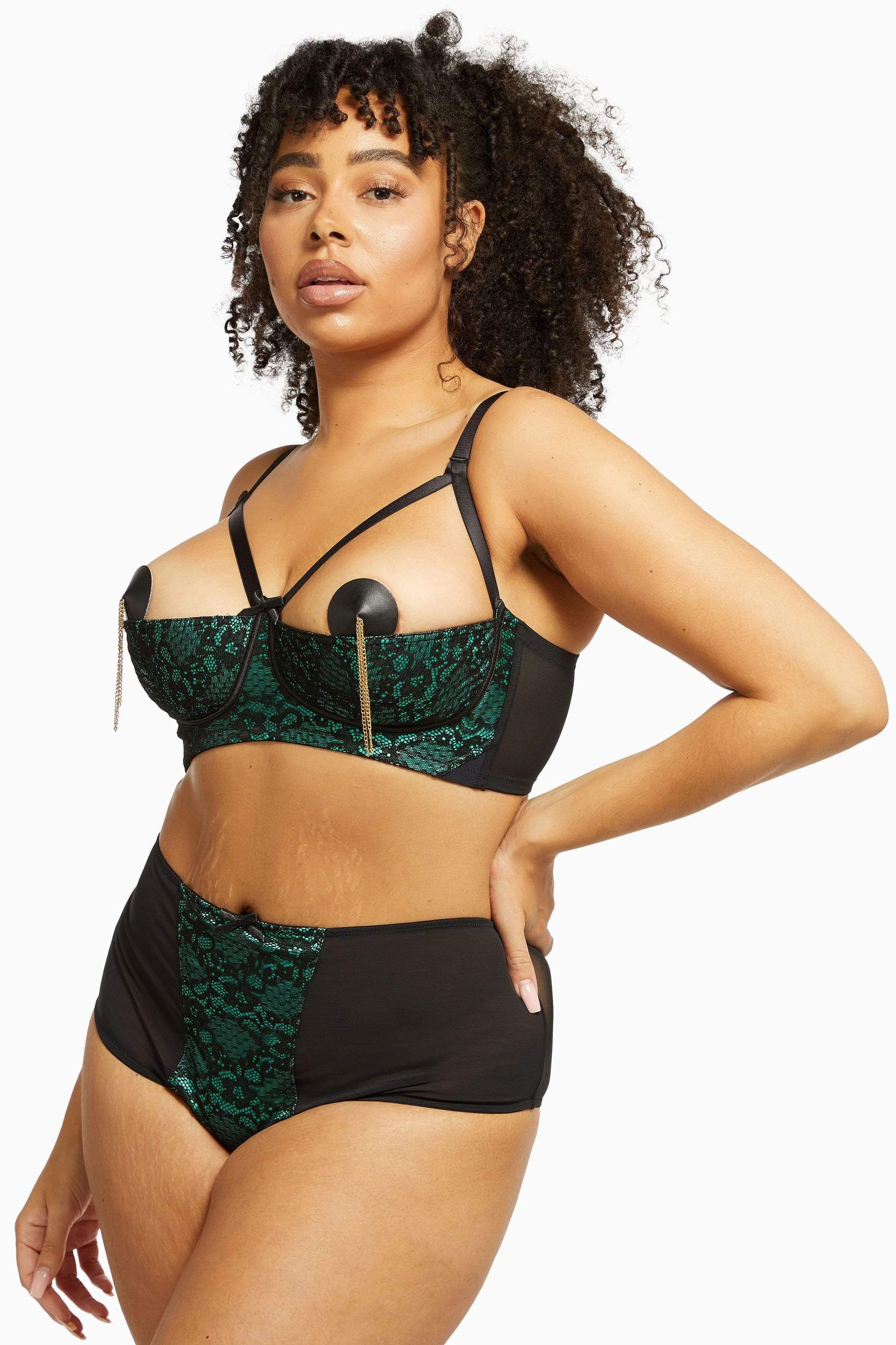 Elsie Emerald Lace High Waisted Brief