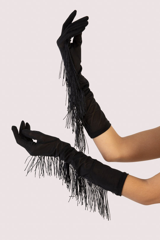 Black Fringe Gloves