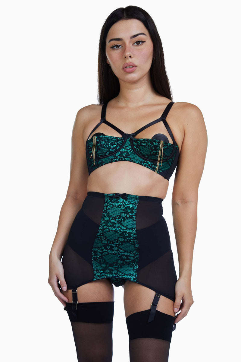 Elsie Emerald Green Lace Girdle – Playful Promises USA