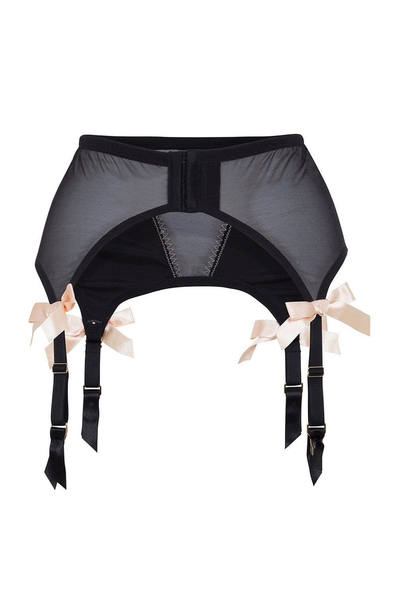 Bettie Page Black/Peach 4 Strap Suspender Belt Playful Promises USA Bettie Page Black/Peach 4 Strap Suspender Belt Playful Promises USA