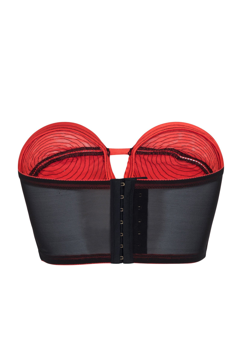 Bettie Page Longline Red/Black Overwire Bra A - DD/E – Playful