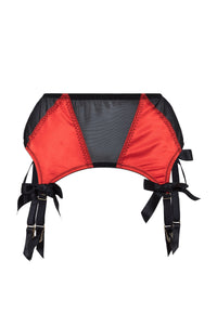 Bettie Page Red/Black 4 Strap Suspender Belt