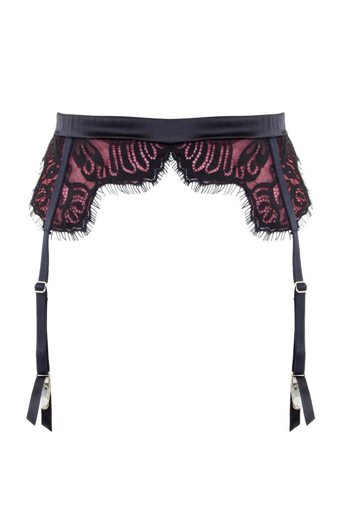 Bailey Red Net/Black Embroidery Lace Suspender Curve