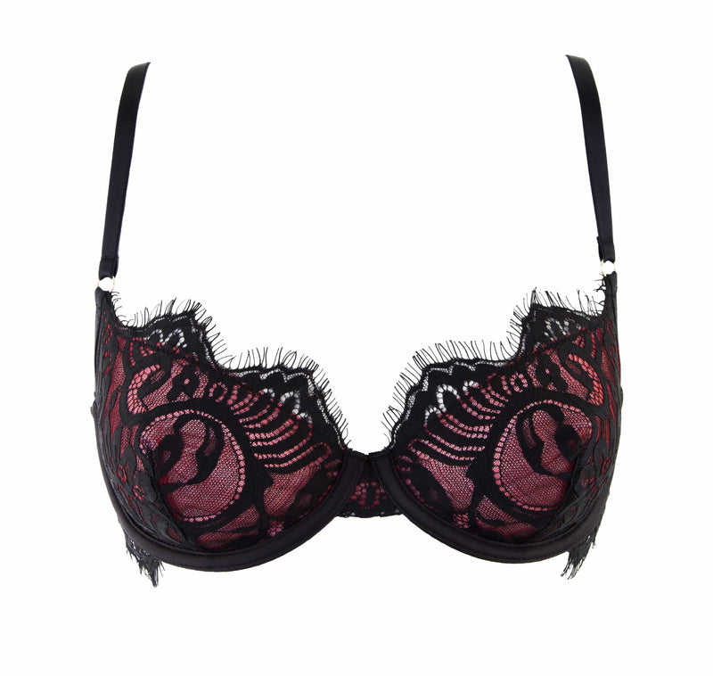 Bailey Red Net/Black Embroidery Lace Bra DD+ Cups