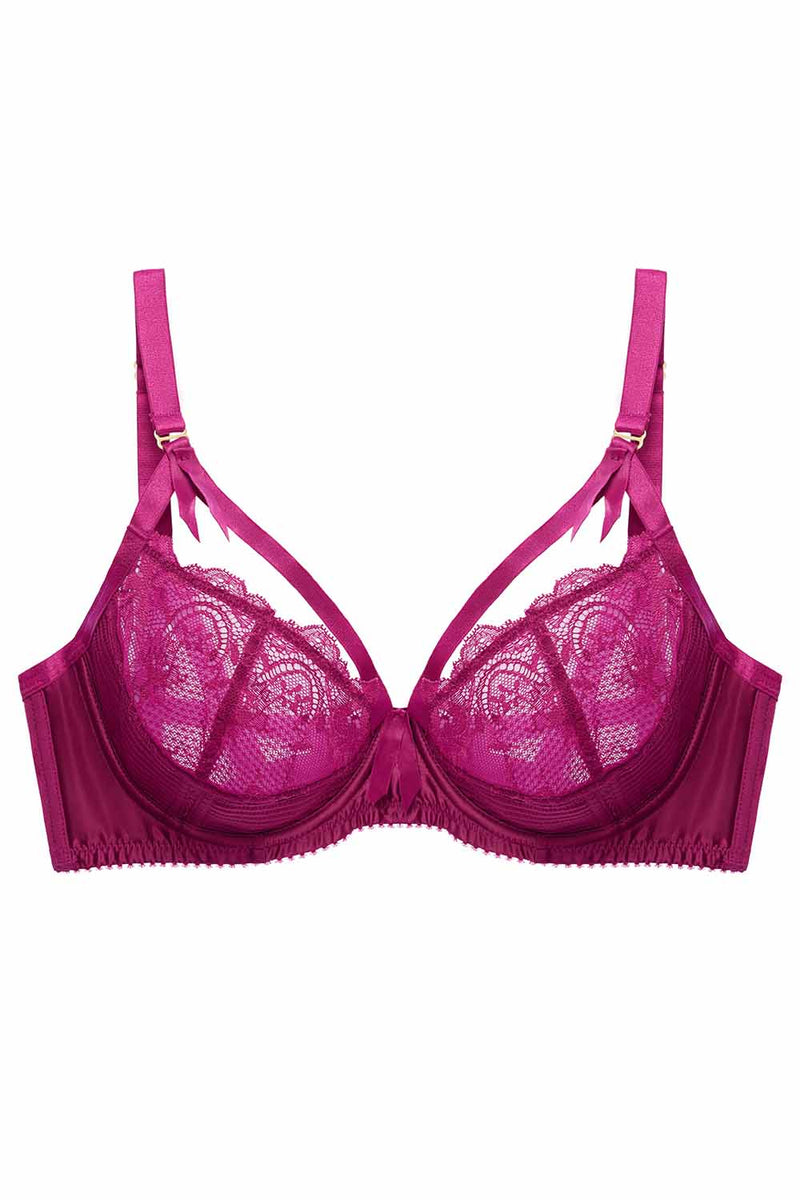 Plus Size Sexy Support Bra, Gorsenia, Size: 32H-34D, Color: Pink
