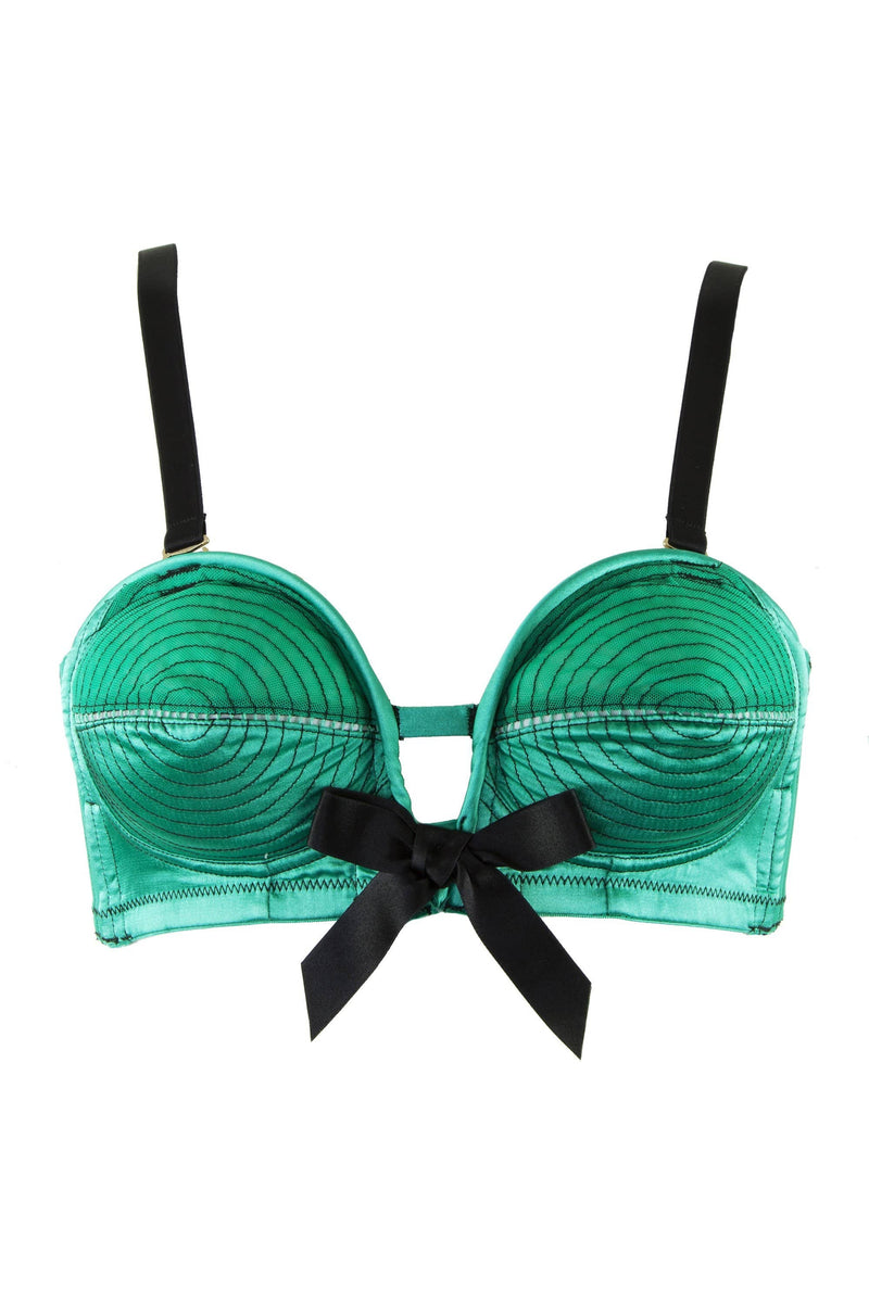 Emerald Green Spiral Stitch Overwire Bra A - G