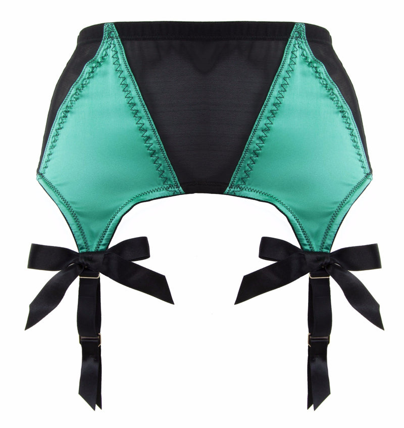 Bettie Page Emerald Green Z Stitch Strap Suspender Belt