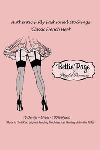 Bettie Page Fully Fashioned Nylon Point Heel Stockings - Black