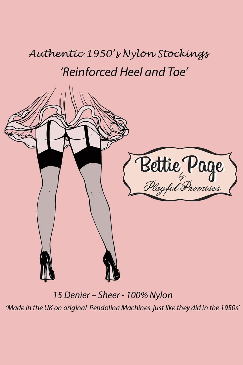 Bettie Page Fully Fashioned Nylon RHT Stockings - Champagne