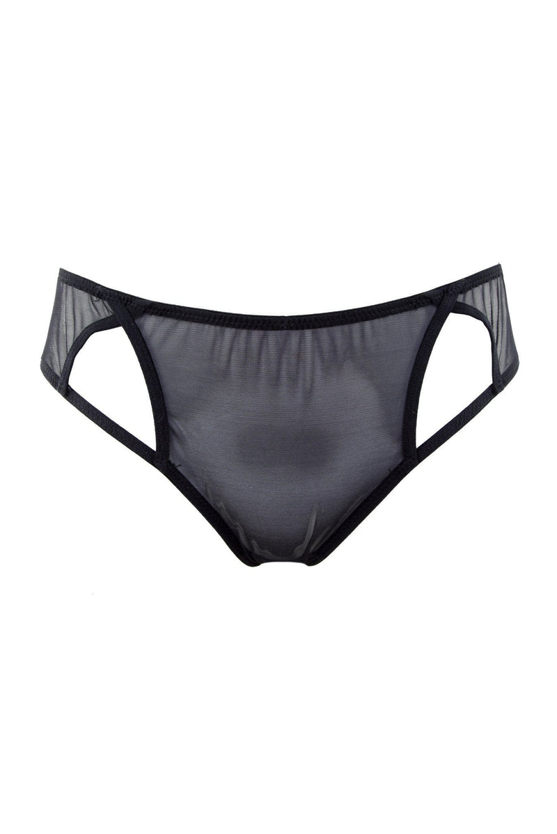 black mesh cut out brief caged