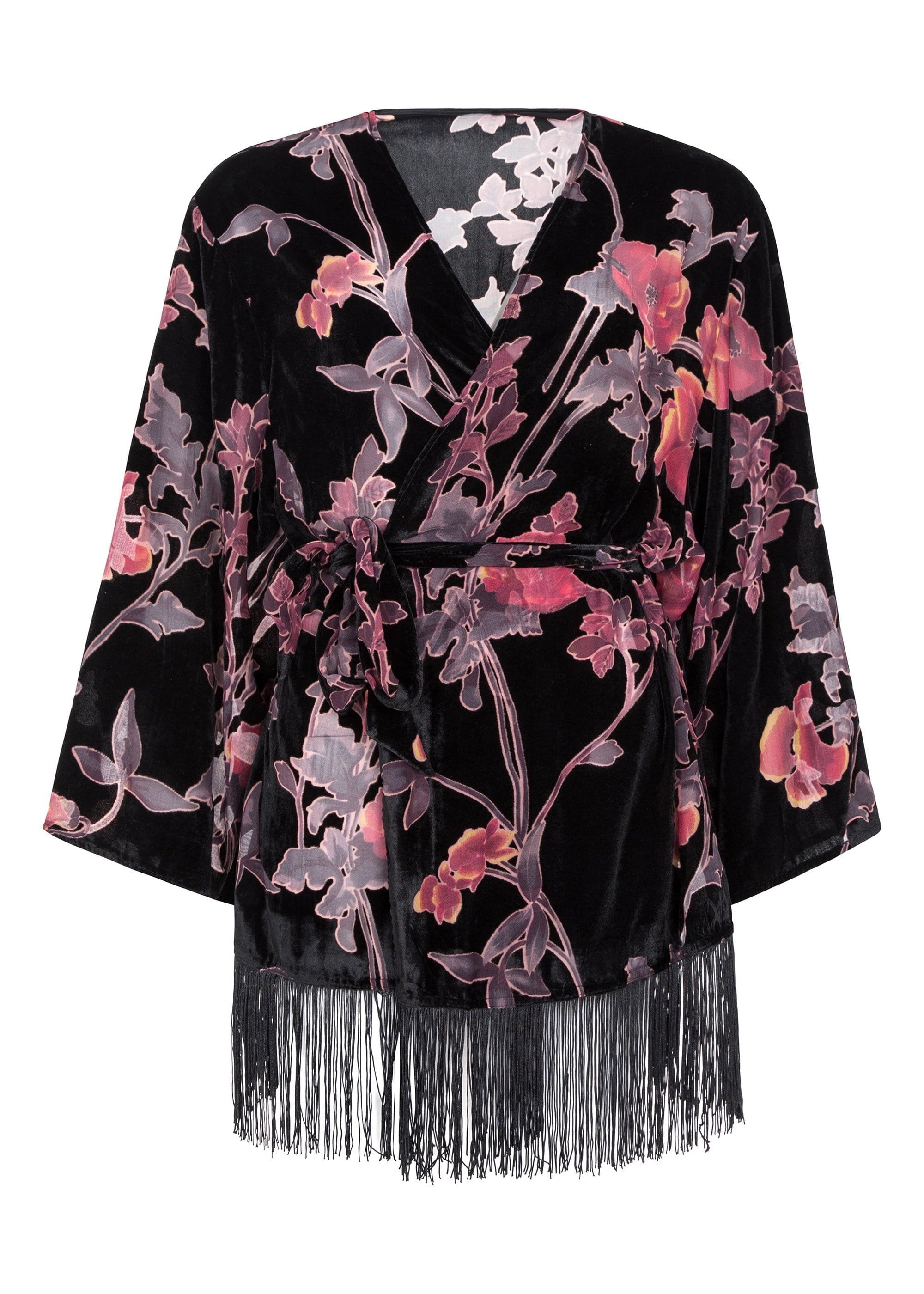 Del Robe Francois Black Deco Devore Robe – Playful Promises USA