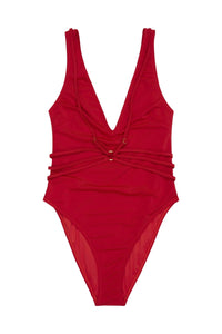 Red strappy swimsuit