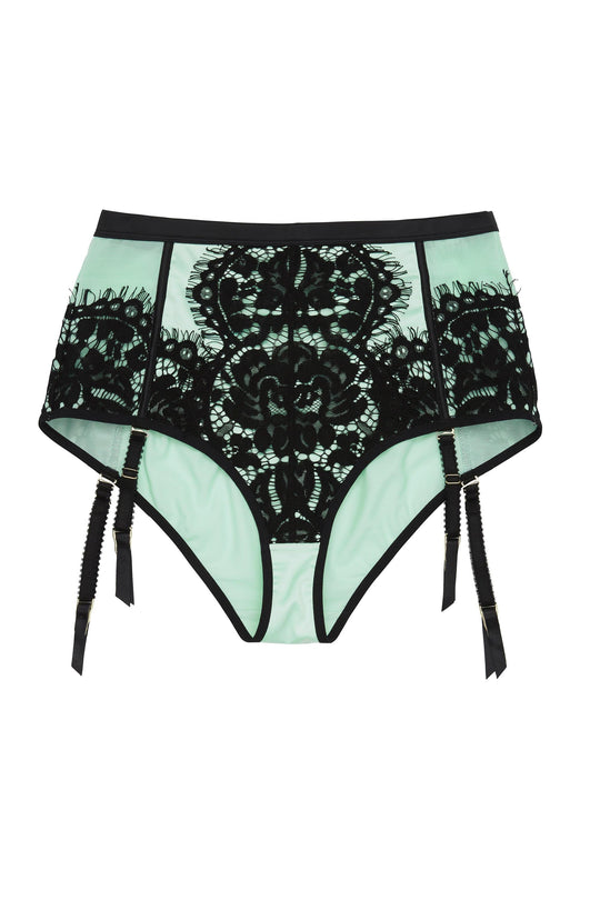 Hedy Mint Curve High Waist Suspender Brief