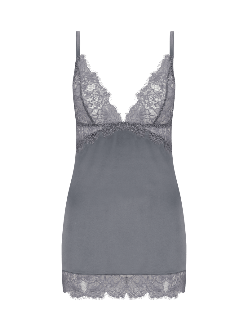 Isabella Grey Lace Slip Dress