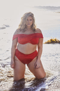 Hunter McGrady Plus Size/Curve Red Wrap Bikini Bottom