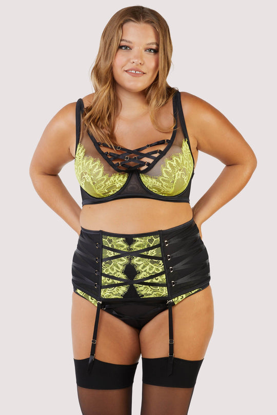 Kylie Black/Lime Lace Up Waspie
