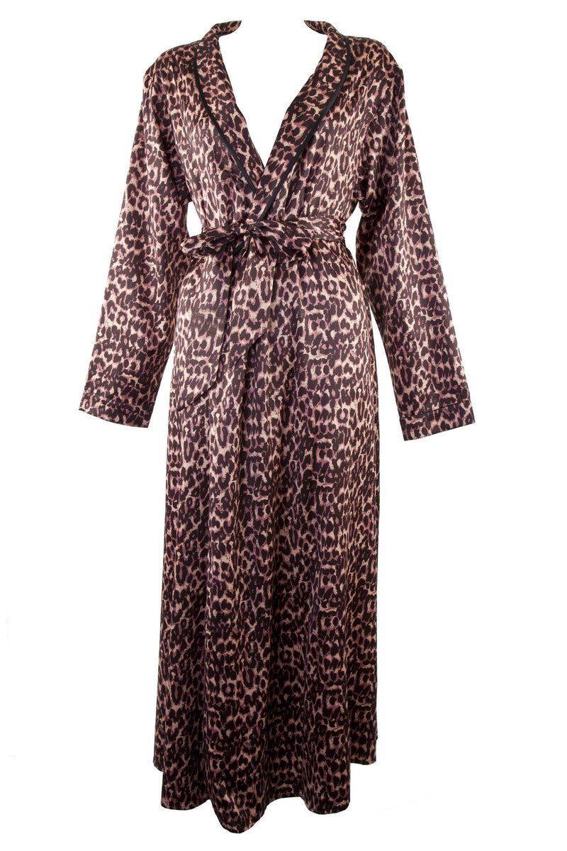 Leopard Print Satin Robe – Playful Promises USA