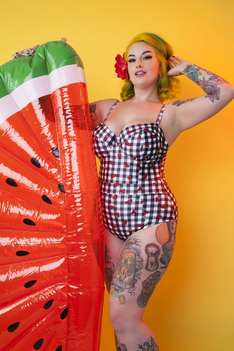 Collectif Melon Gingham Balcony swimsuit