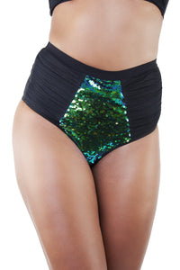 Peek & Beau - Tallulah Ruched Tulle Green Sequin Brief