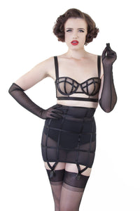 black mesh elbow length gloves bettie page retro burlesque vintage