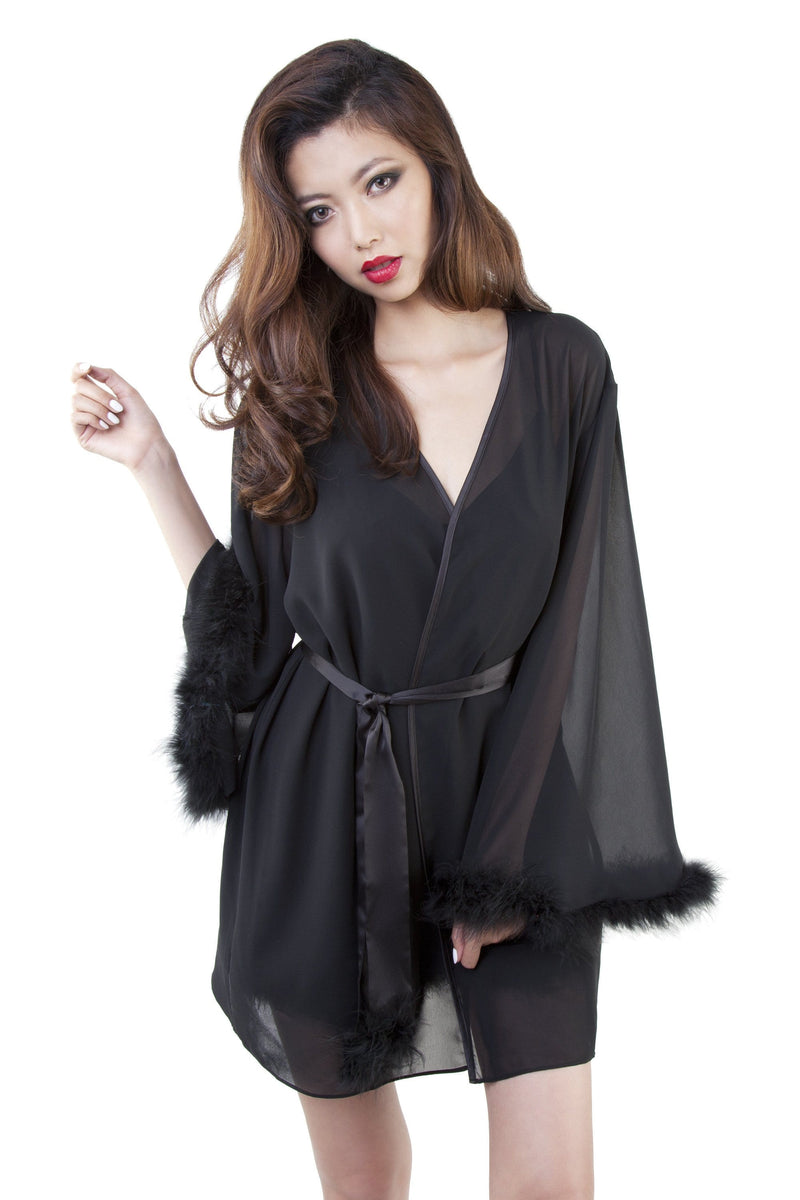 Black Feather Robe Playful Promises USA