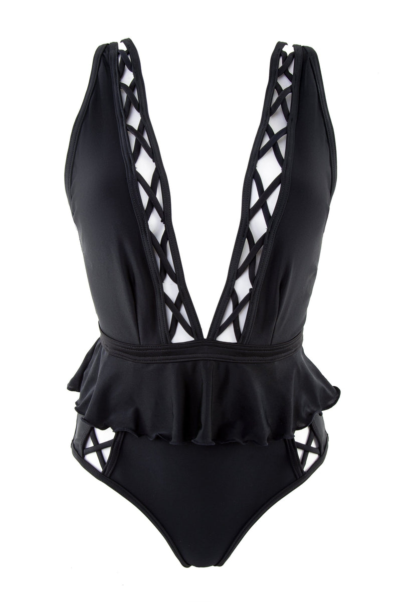 Peek & Beau Black Lattice Swimsuit