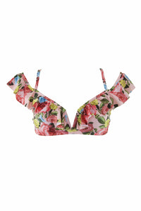 Peek & Beau Vintage Floral Ruffle Bardot Bikini Top